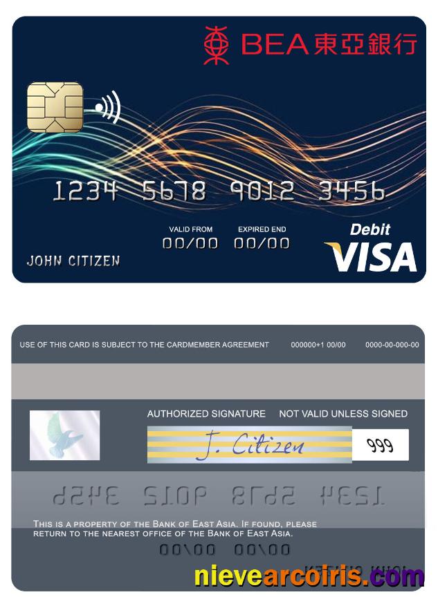 Hong Kong Bank of East Asia visa debit card